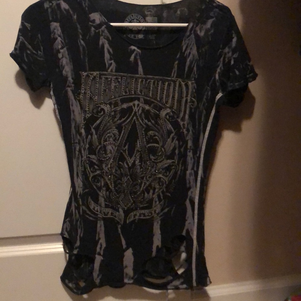 Women’s destructed affliction shirt